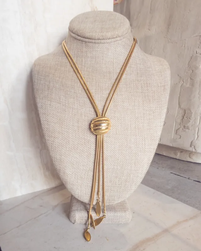 Vintage gold-TONE lariat Tassel necklace made by Care Tucker