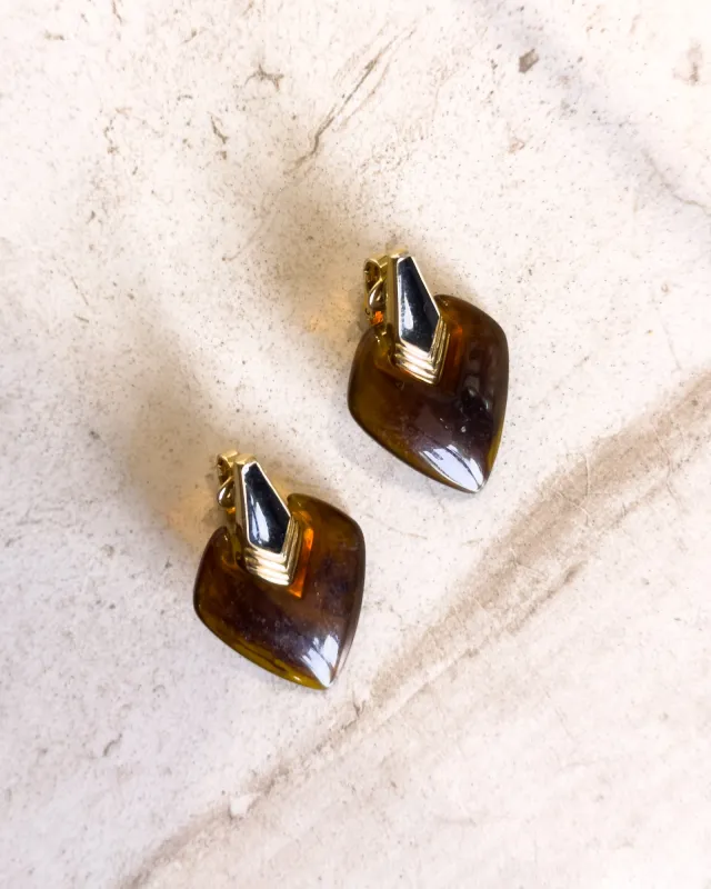 Vintage Tortoiseshell Gold Tone Clip On made by Care Tucker