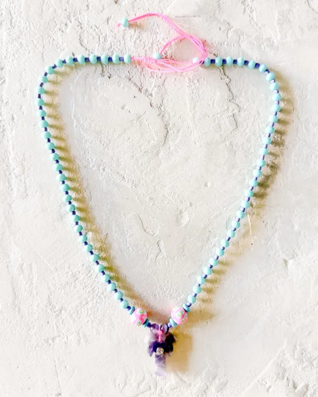 Crystal Palm Tree Beaded Necklace made by Luv Aj