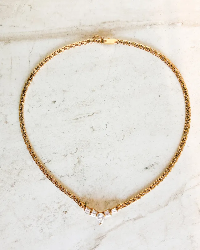 Vintage Goldtone Sparkling Crystal Necklace made by Care Tucker