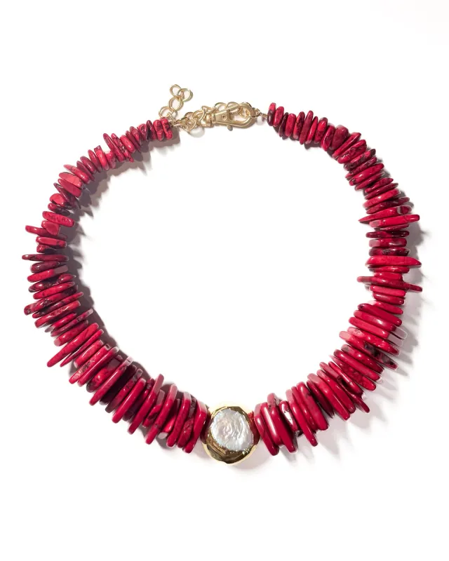 Sariah Red Necklace made by Care Tucker