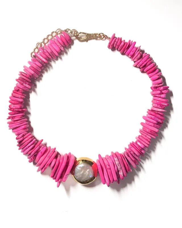 Sariah Hot Pink Necklace made by Care Tucker