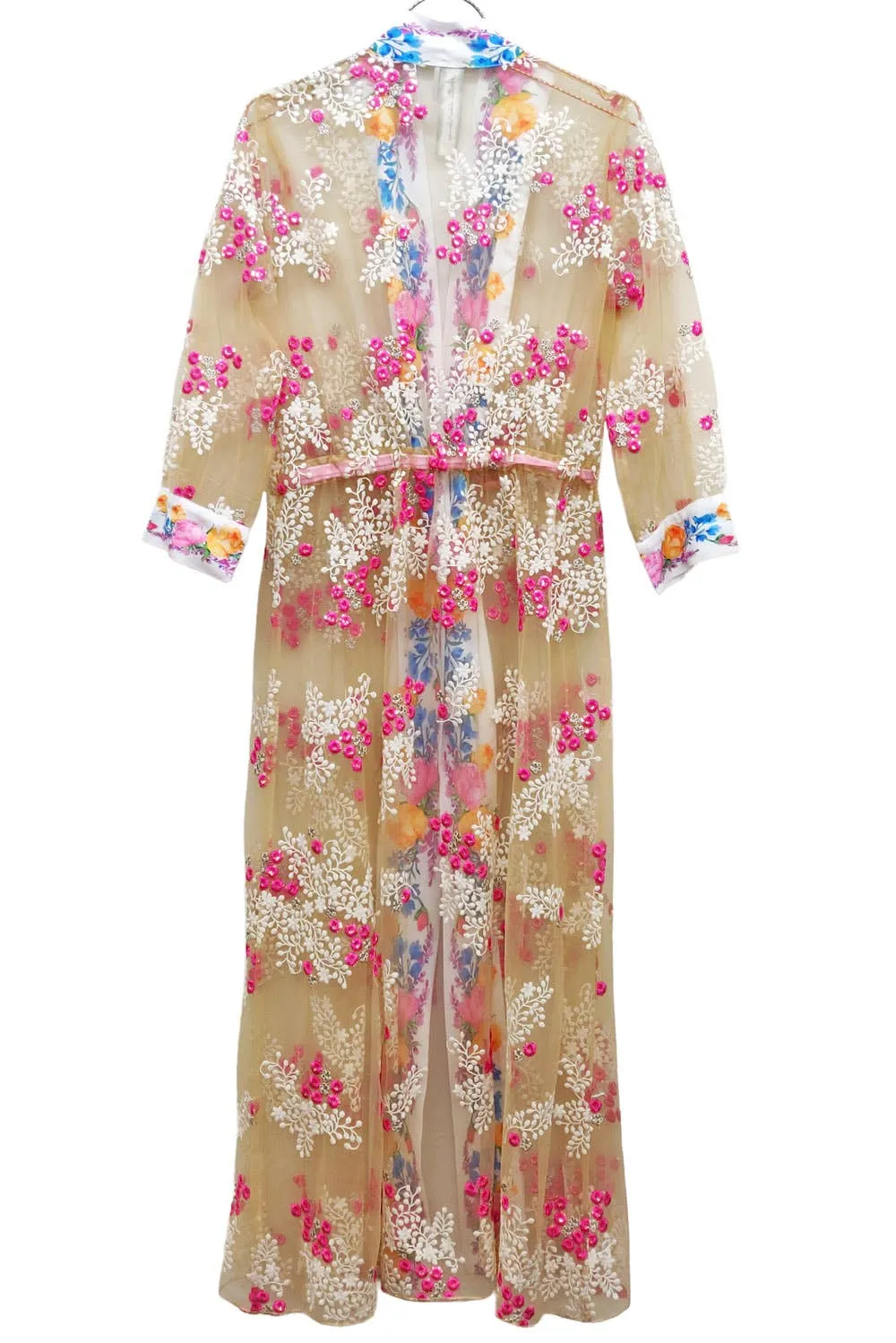 Beaded Floral Mesh Coat Robe Coverup sold by Care Tucker product image thumbnail 2