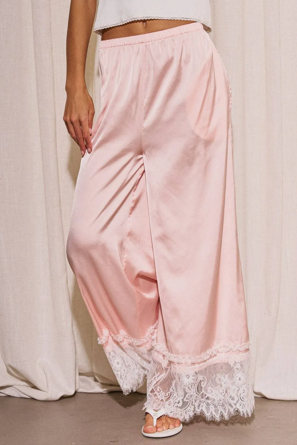 Woven Satin Lace Trim Wide Pants sold by Care Tucker product image thumbnail 2