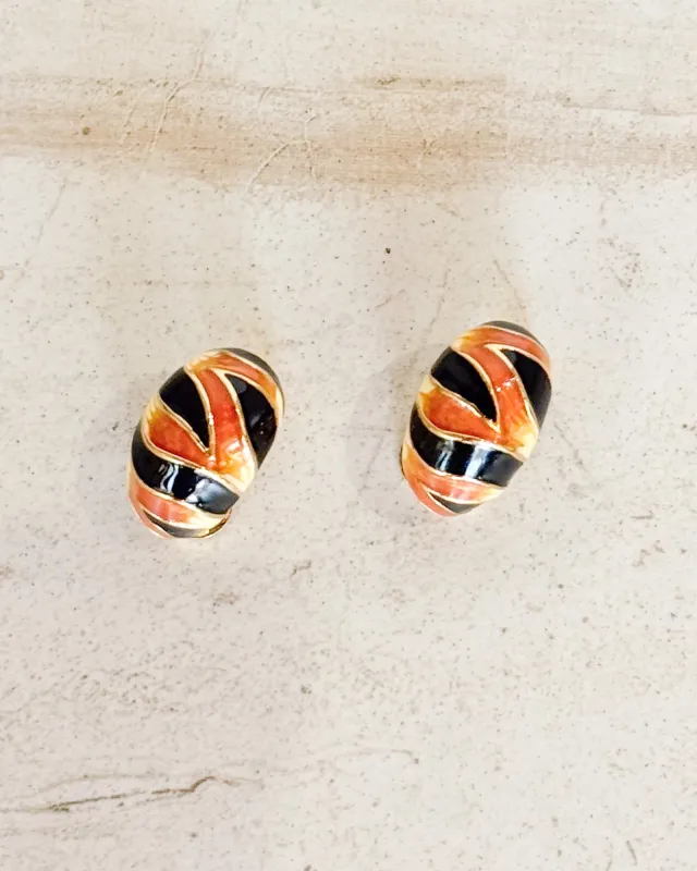 Vintage tiger Gold Clip On Earrings made by Care Tucker