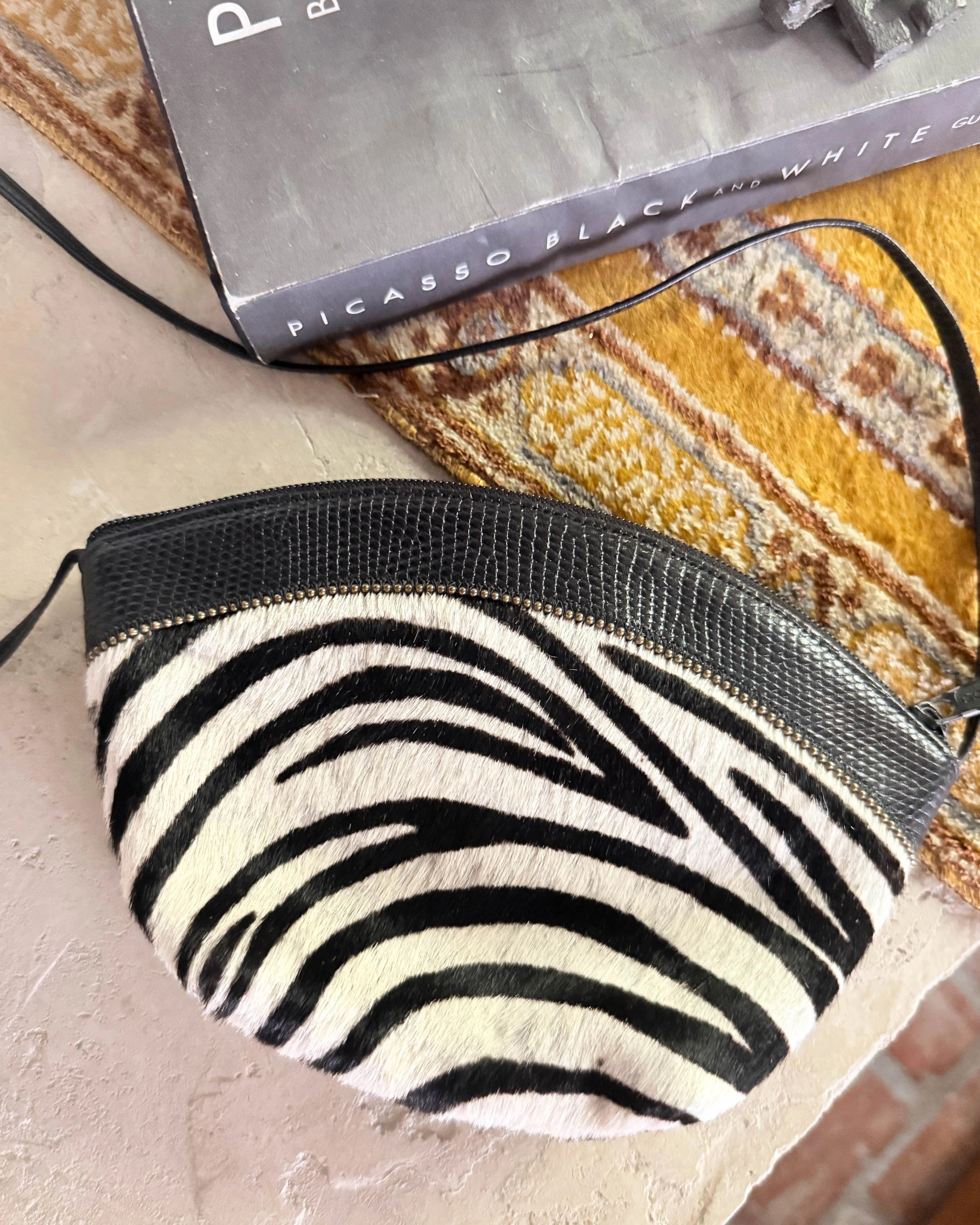 Vintage zebra calf leather hair bag sold by Care Tucker