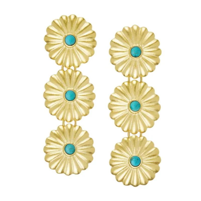 Gold Triple Concho Earrings sold by Care Tucker