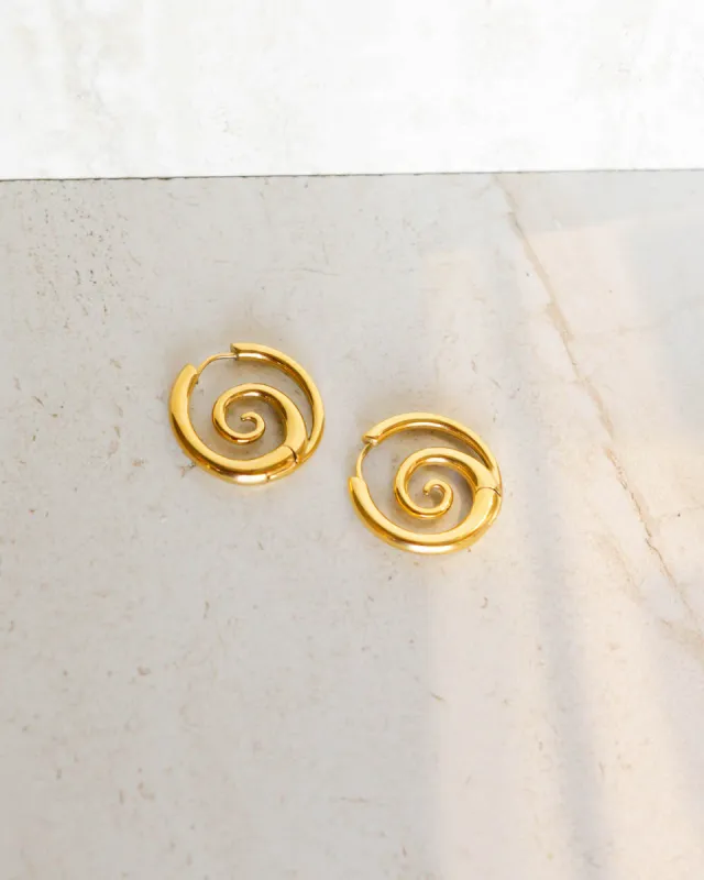 Sea Wave Spiral Hoop Earrings sold by Care Tucker
