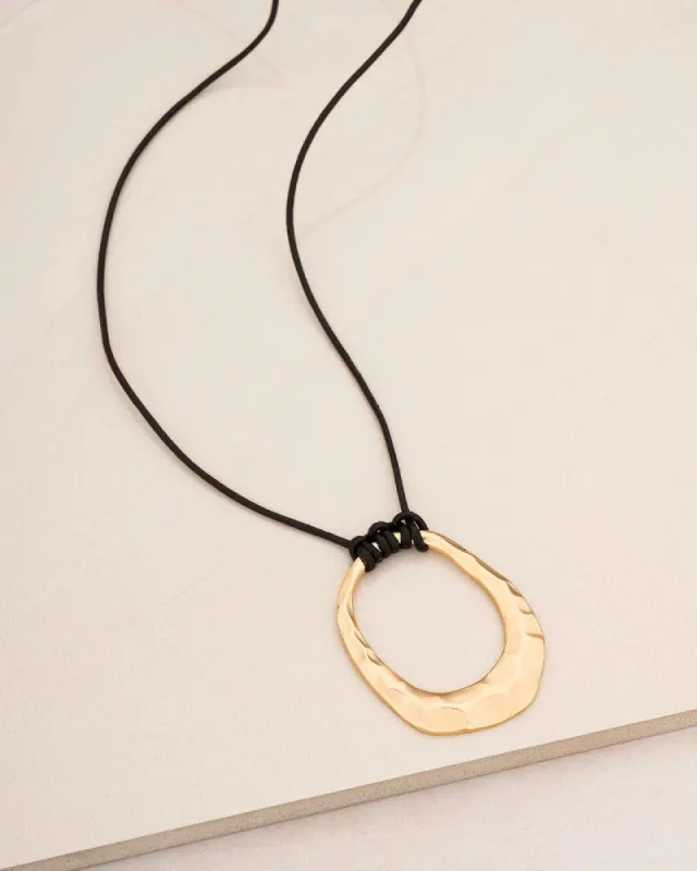Hammered Golden Loop Pendant 18k Gold Plated Necklace sold by Care Tucker