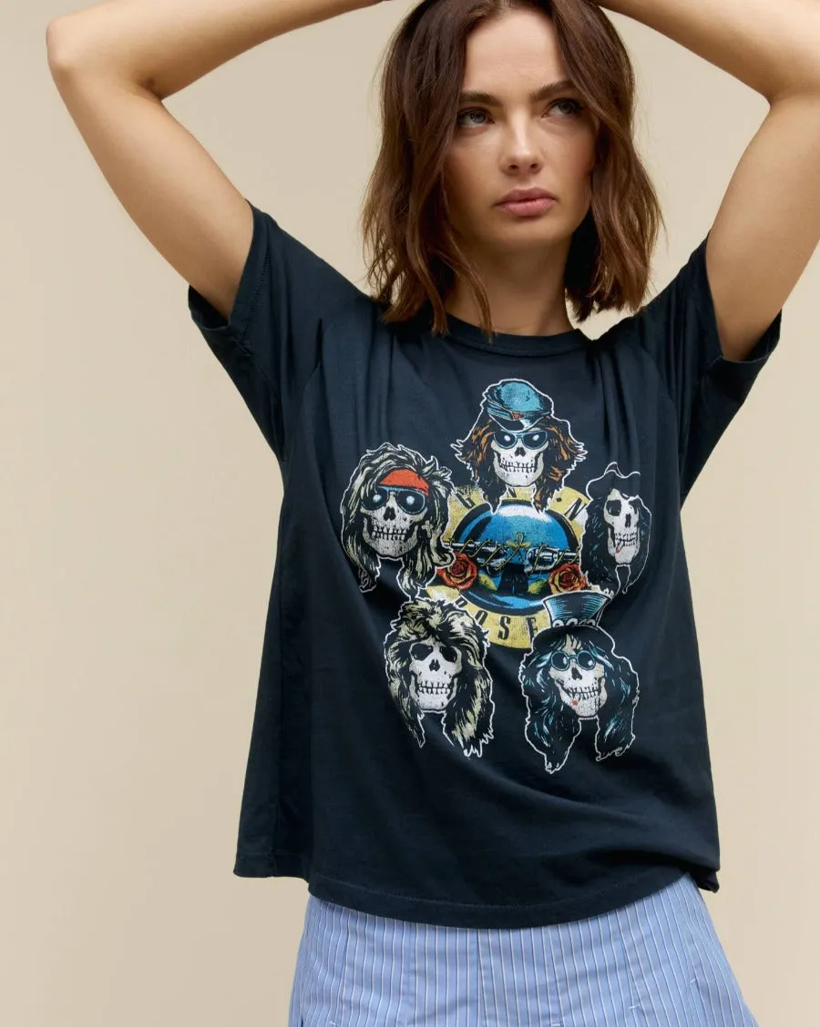 GUNS N' ROSES TOUR '87 RINGER TEE IN VINTAGE BLACK sold by Care Tucker