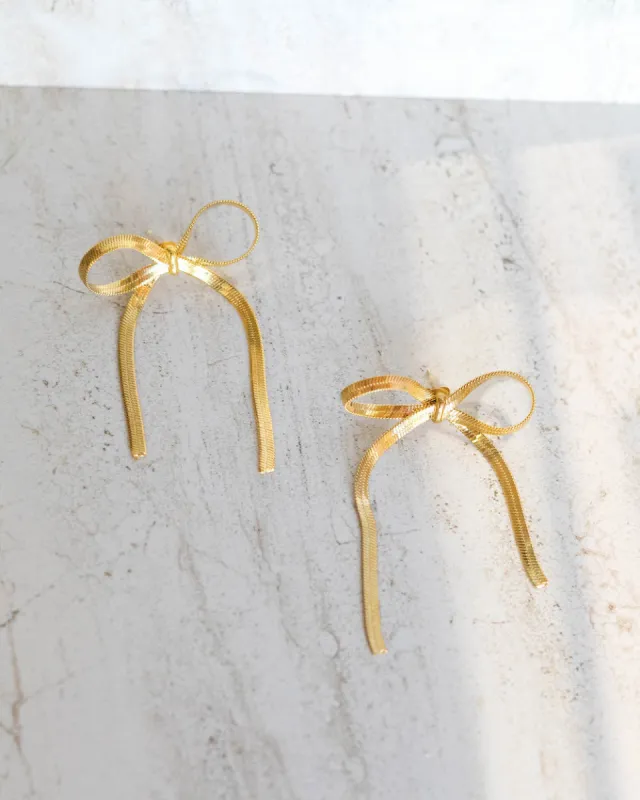 Herringbone Bow Earrings made by Care Tucker
