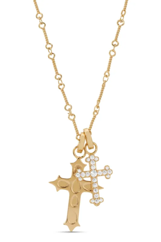 Double Cross Necklace made by Care Tucker
