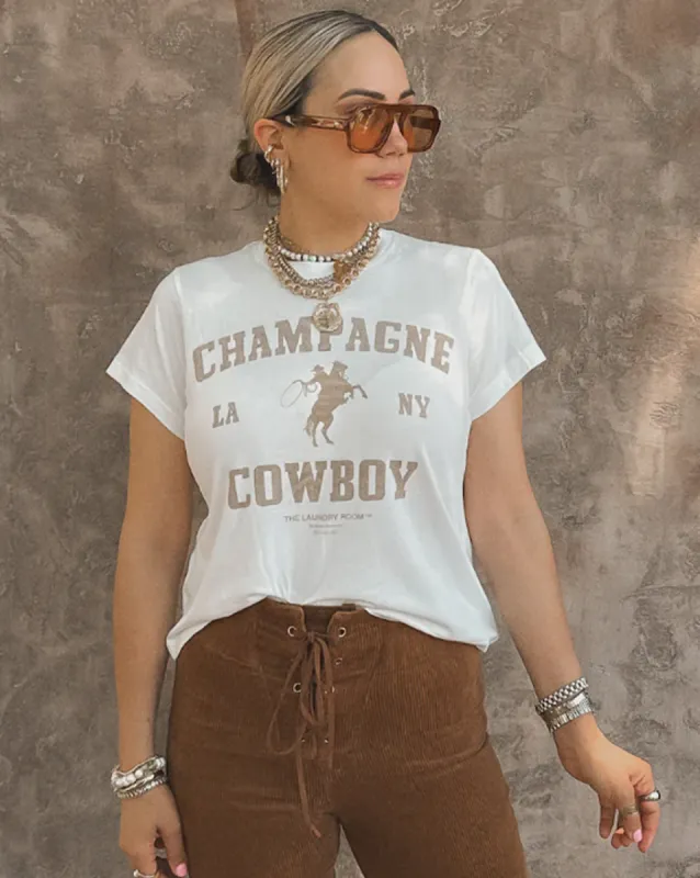 Champagne Cowboy Perfect Tee sold by Care Tucker