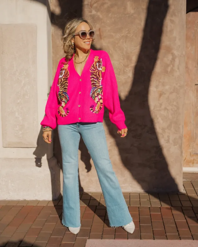 Multi Rainbow Tiger Cardigan sold by Care Tucker