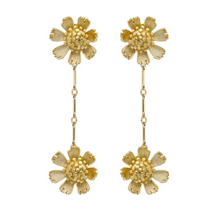 Gold Double Wild Flower Earrings sold by Care Tucker