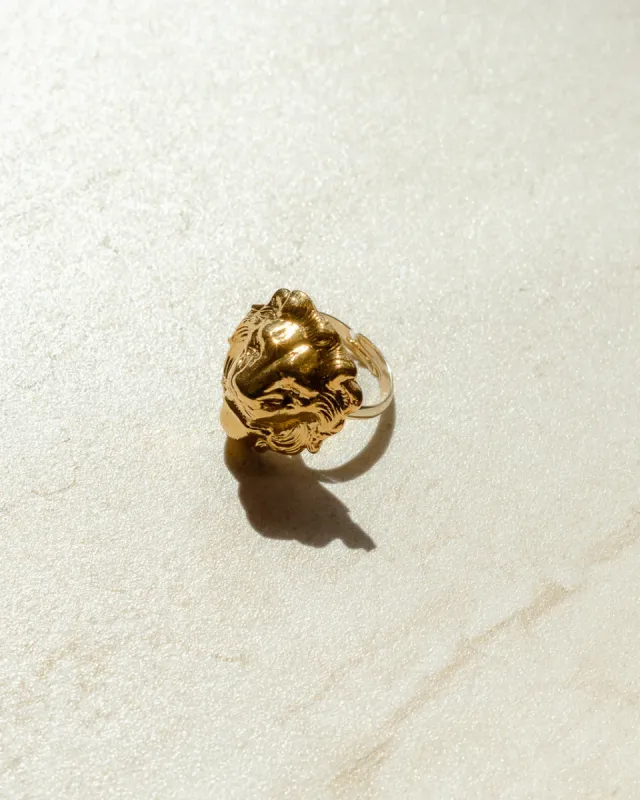 Gold Large Lion Head Ring sold by Care Tucker