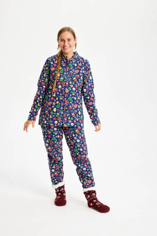 Crazy Christmas Pajamas Flannel navy - Women. sold by Christmas Sweats