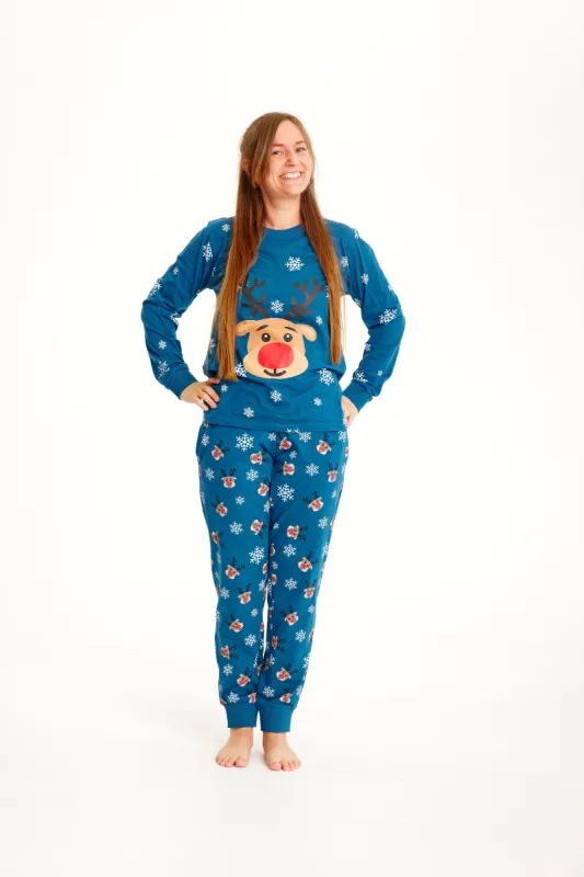Rudolph's blue Pajamas - Women. sold by Christmas Sweats