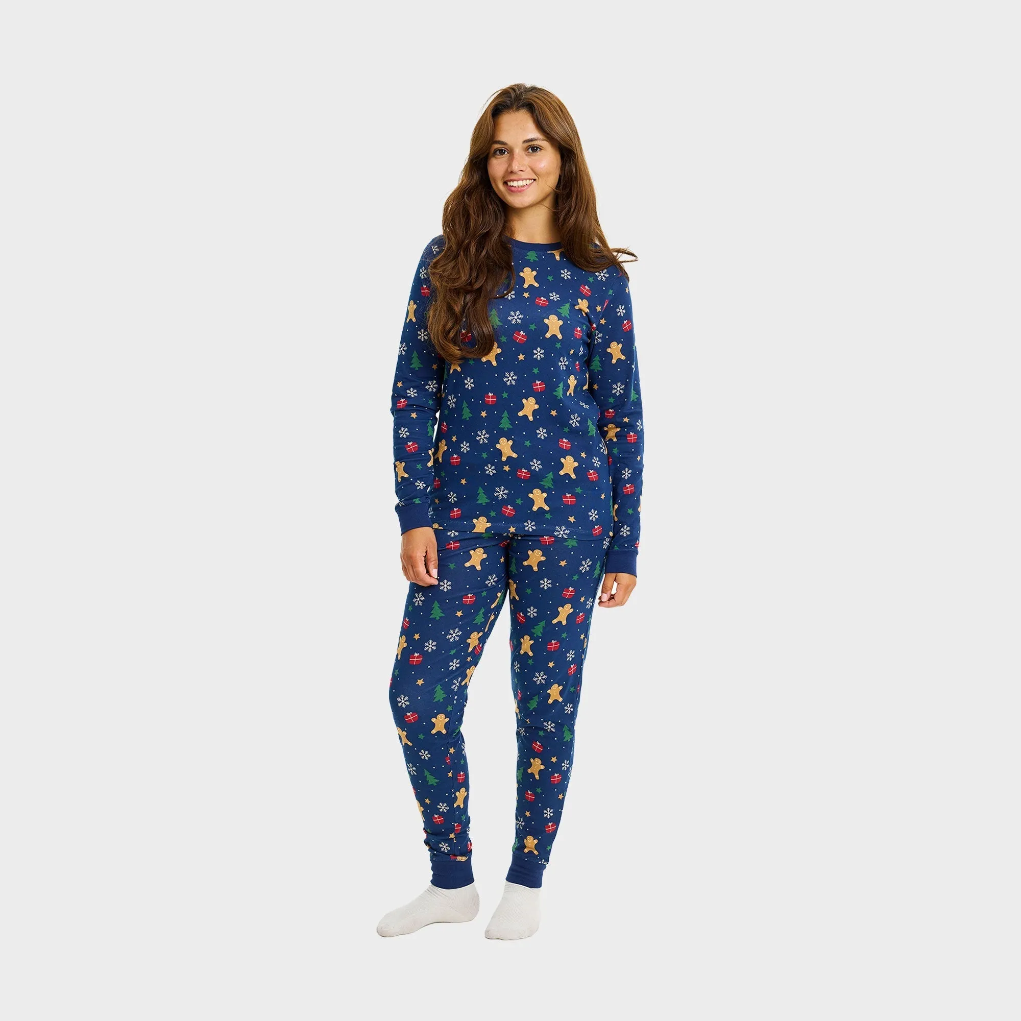 Gingerbread Christmas Pyjamas Navy - Women sold by Christmas Sweats