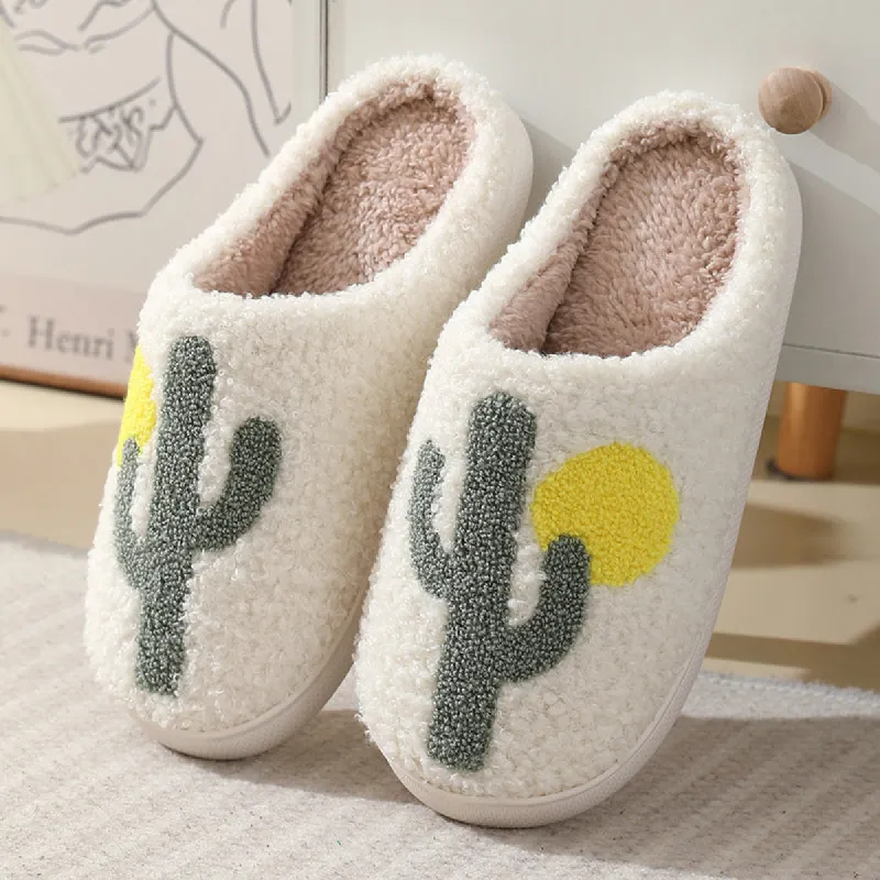 Comfortable Home Cactus Winter Cotton Slippers sold by Cloud Walker Slippers