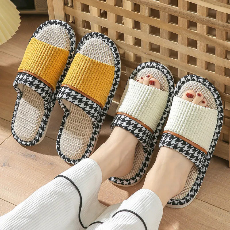 Linen Slippers Women's Indoor Home Leisure Sweat-absorbing Breathable Non-slip sold by Cloud Walker Slippers