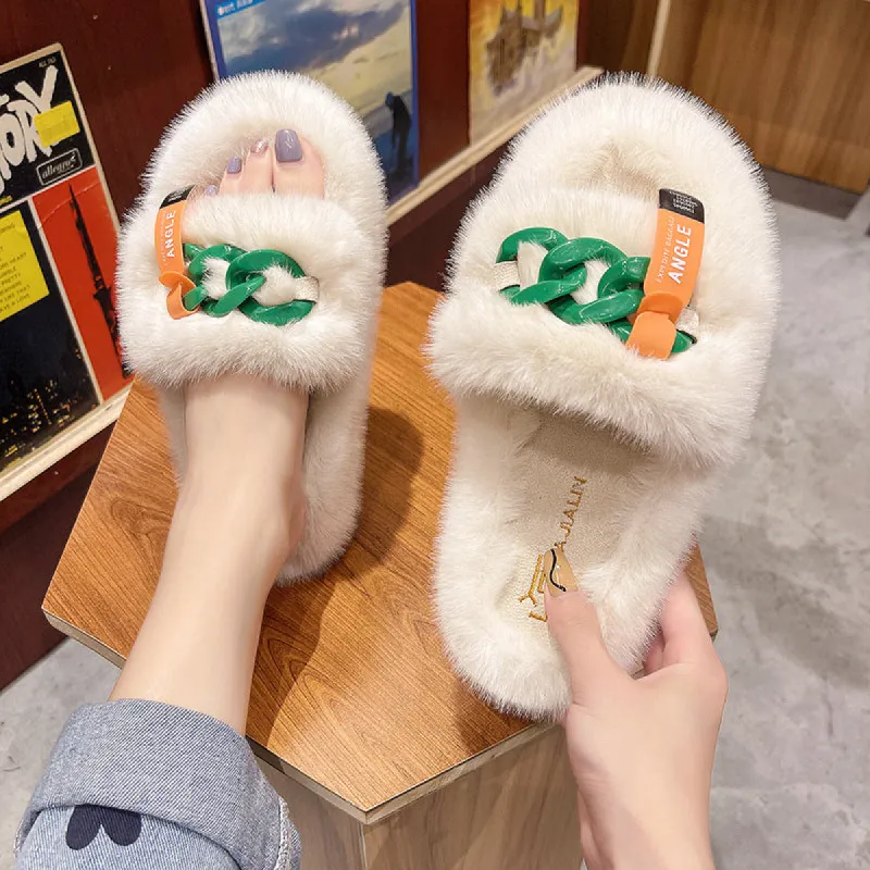 Summer Female  Large Size Thick Soled Fur Slippers sold by Cloud Walker Slippers