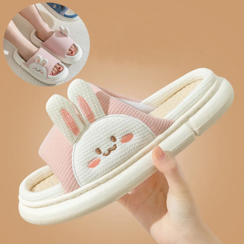 Cute Rabbit Slippers Linen House Shoes For Women sold by Cloud Walker Slippers