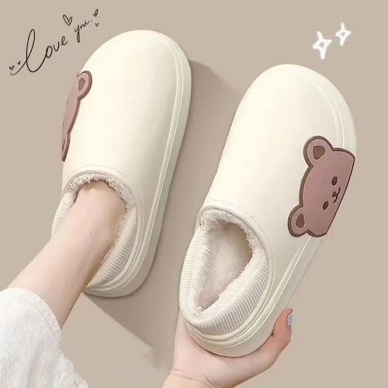 Bear Fluffy Slippers Winter House Shoes For Women sold by Cloud Walker Slippers