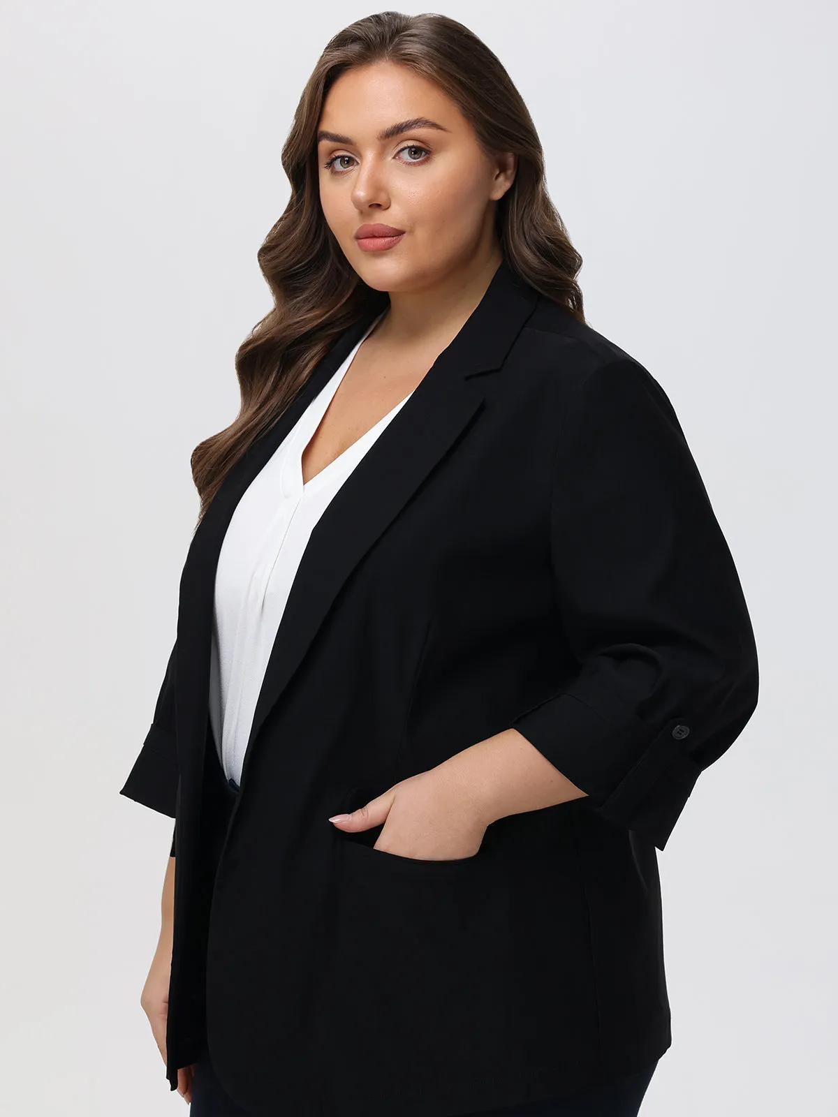 Plus Rolled Sleeve Blazer sold by Daily Thread product image thumbnail 2