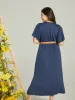 Ruffle Slit Shoulder Midi Dress sold by Daily Thread