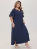 Ruffle Slit Shoulder Midi Dress sold by Daily Thread