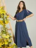 Ruffle Slit Shoulder Midi Dress sold by Daily Thread