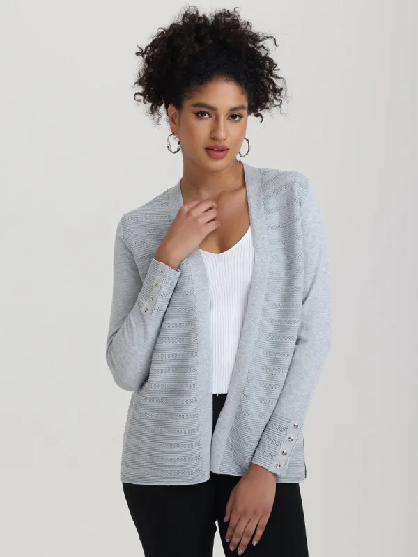 Button Cuff Pointelle Open Cardigan sold by Daily Thread