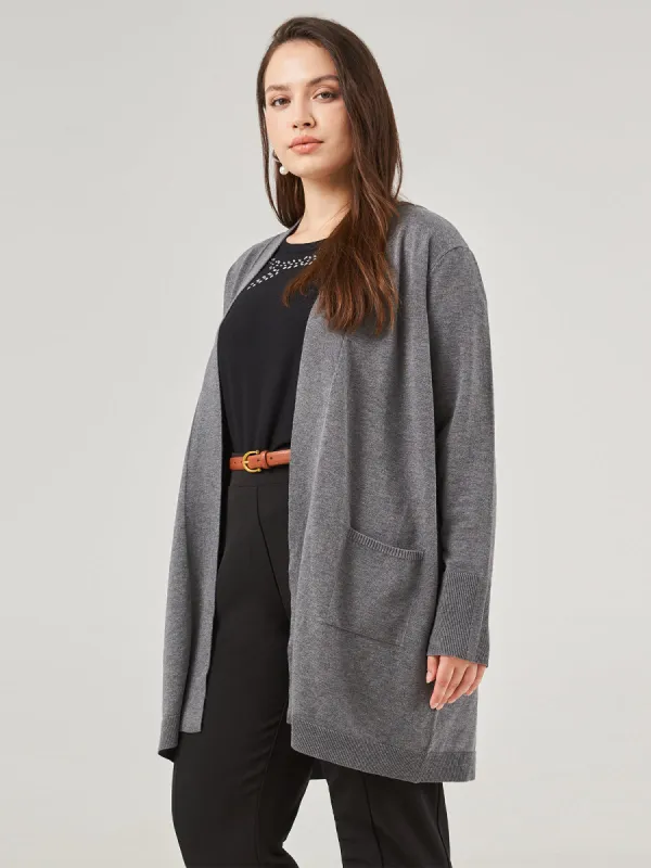 Wide Rib Trim Open Cardigan sold by Daily Thread