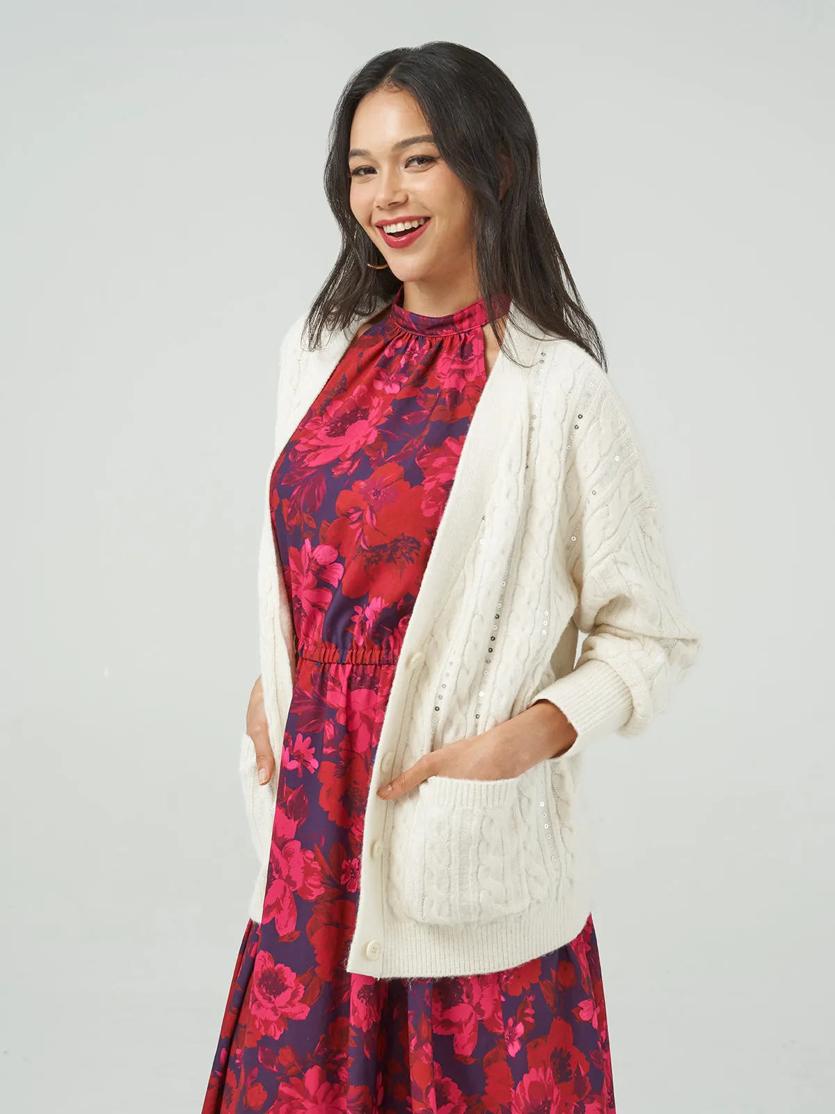 Sequin Cable Cardigan sold by Daily Thread product image thumbnail 2