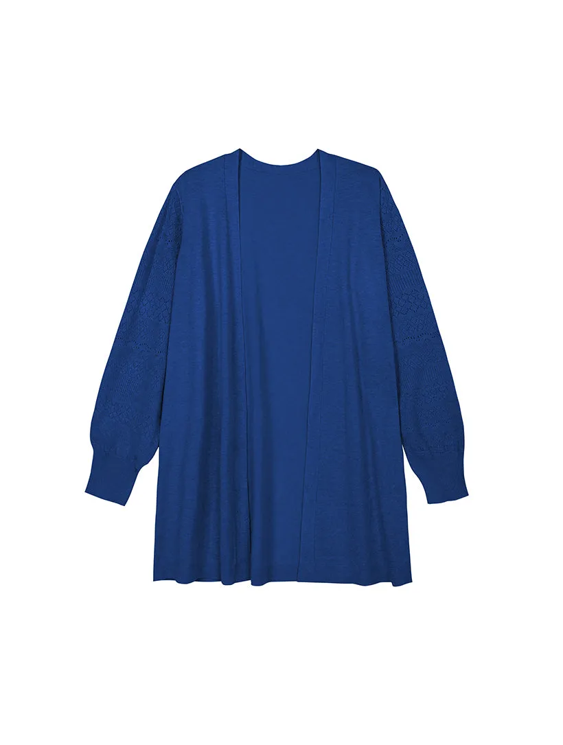 Pointelle Sleeve Open Cardigan sold by Daily Thread