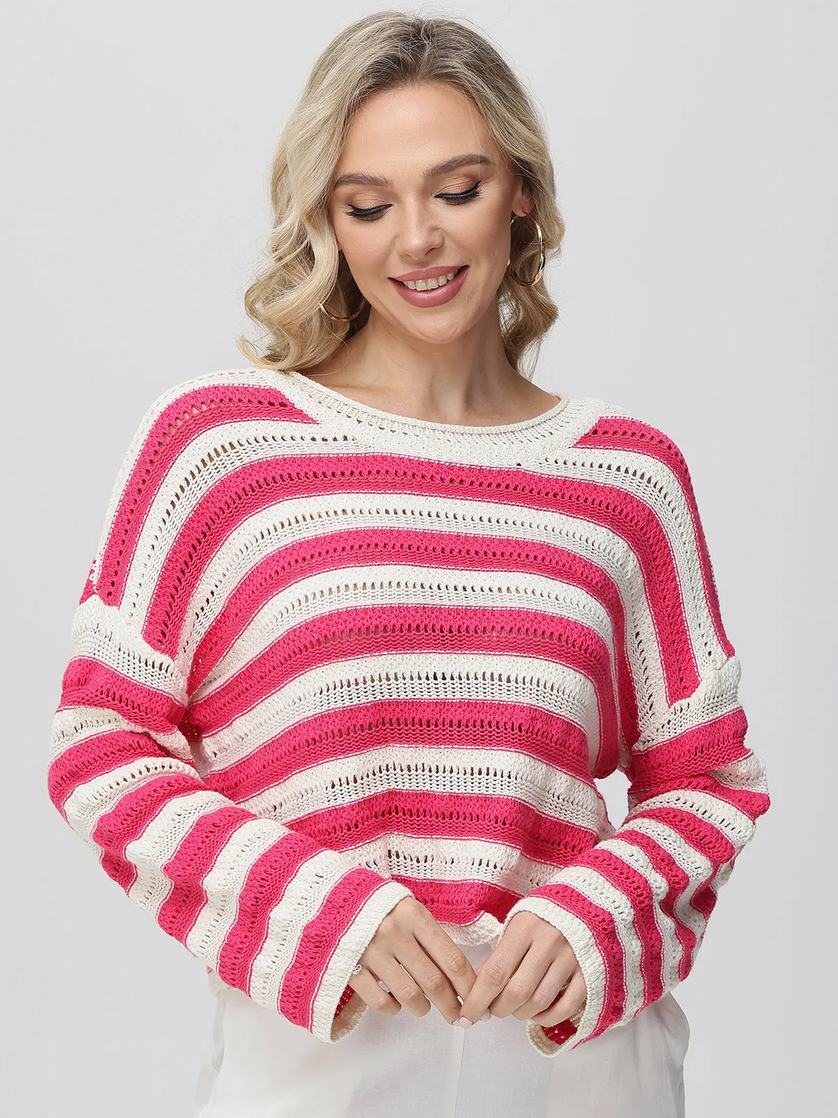 Stripe Pointelle Stitch Pullover sold by Daily Thread product image thumbnail 4