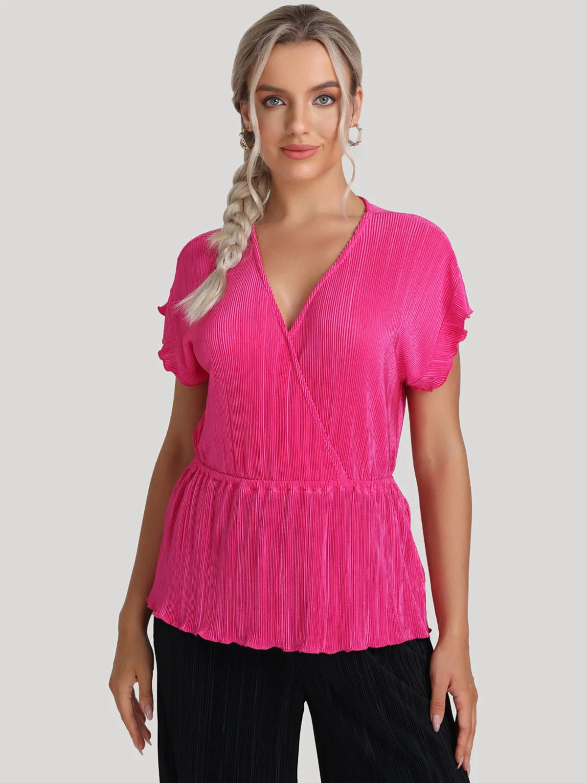 Flutter Sleeve Wrap Top sold by Daily Thread