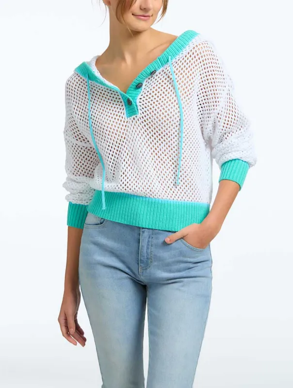 Crochet Colorblock Hoodie sold by Daily Thread