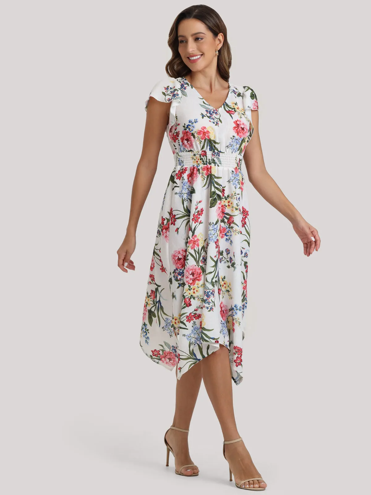Floral Flutter Sleeve Maxi Dress sold by Daily Thread product image thumbnail 5