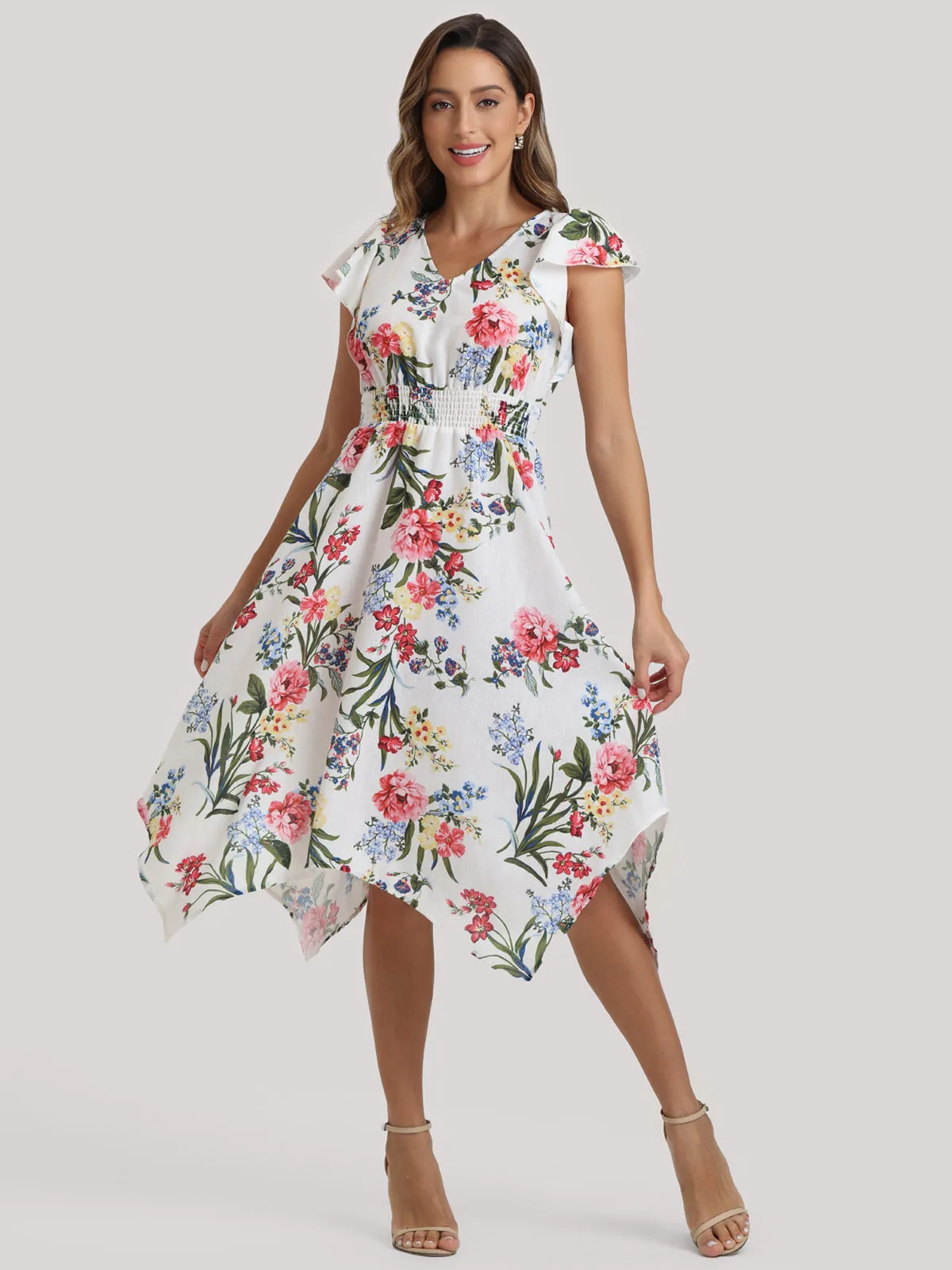 Floral Flutter Sleeve Maxi Dress sold by Daily Thread product image thumbnail 2