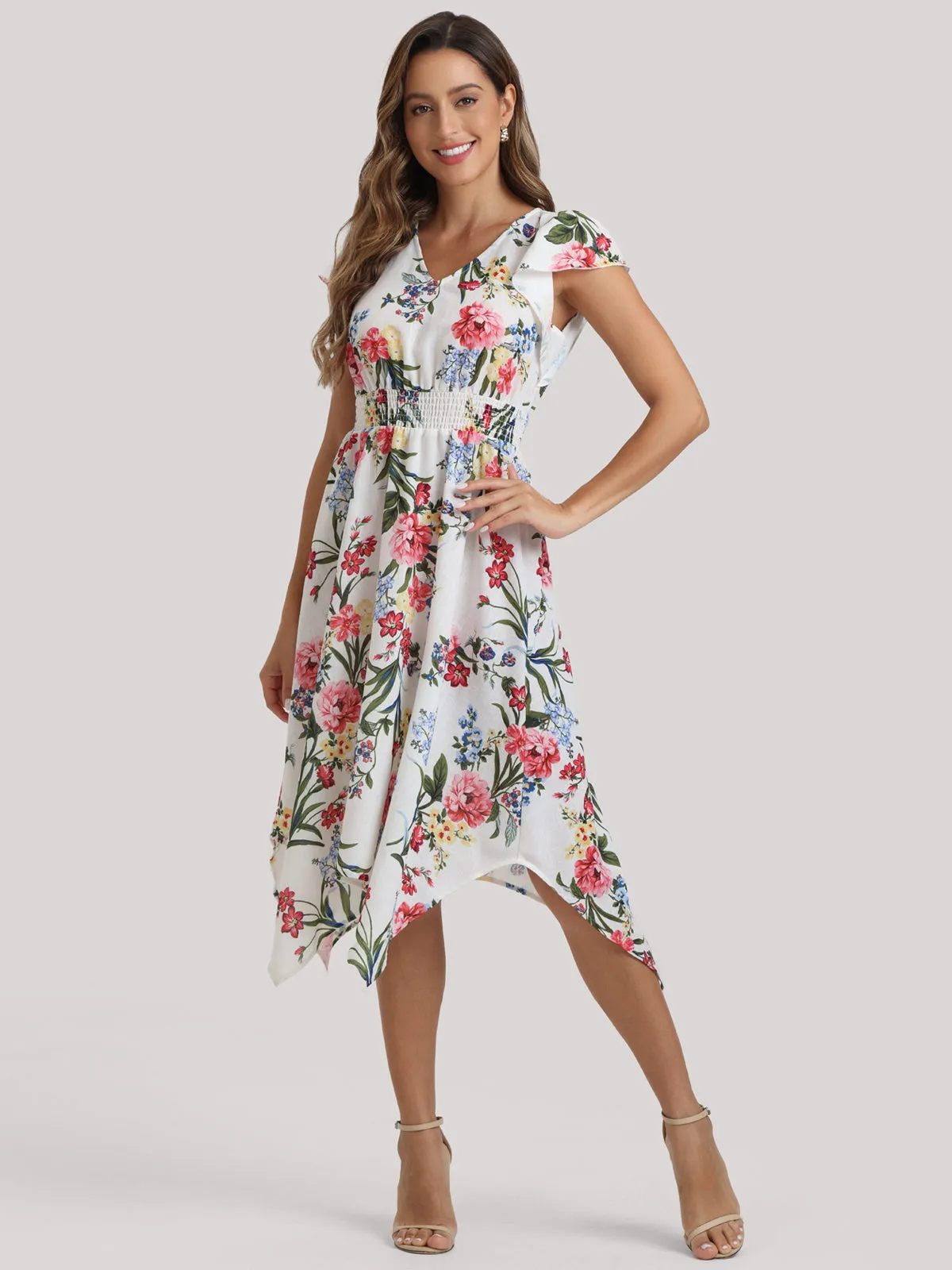 Floral Flutter Sleeve Maxi Dress sold by Daily Thread product image thumbnail 3
