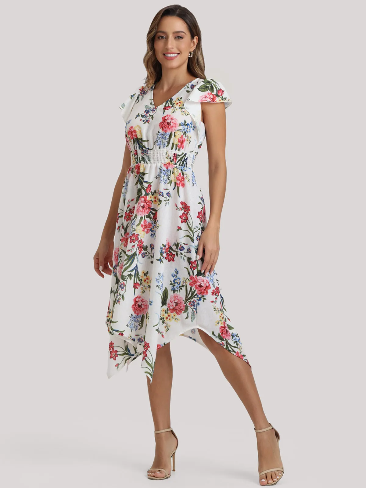 Floral Flutter Sleeve Maxi Dress sold by Daily Thread product image thumbnail 4