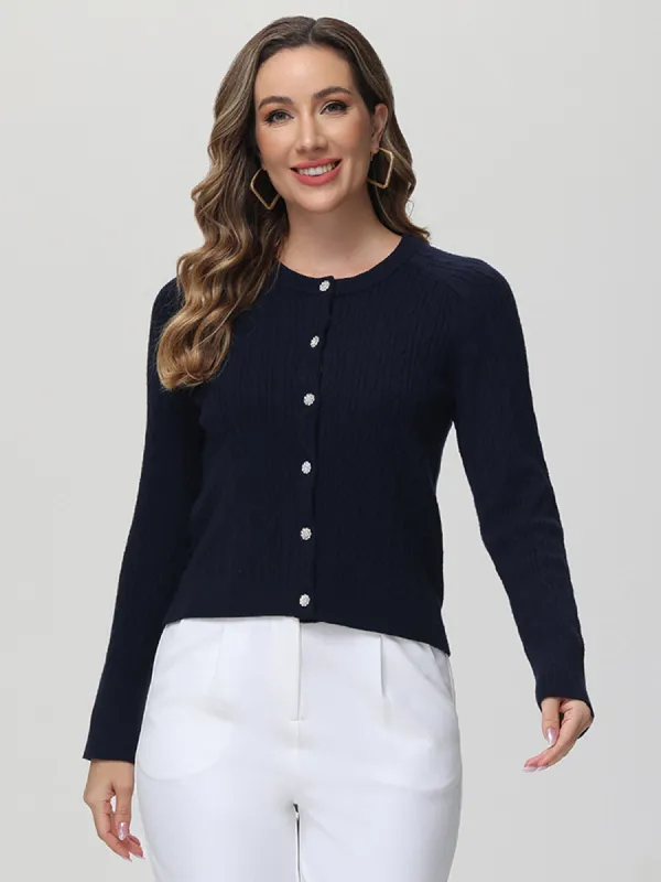 Cable Crewneck Cardigan sold by Daily Thread