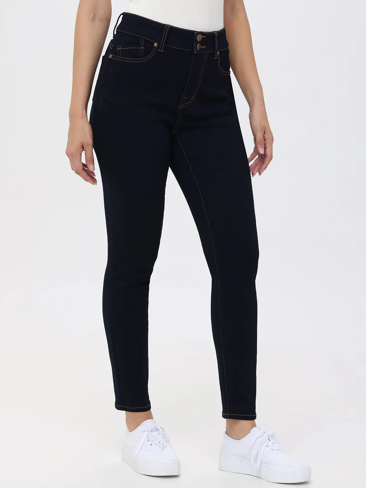 Petite Skinny High Rise Jean In Dark Wash sold by Daily Thread product image thumbnail 2