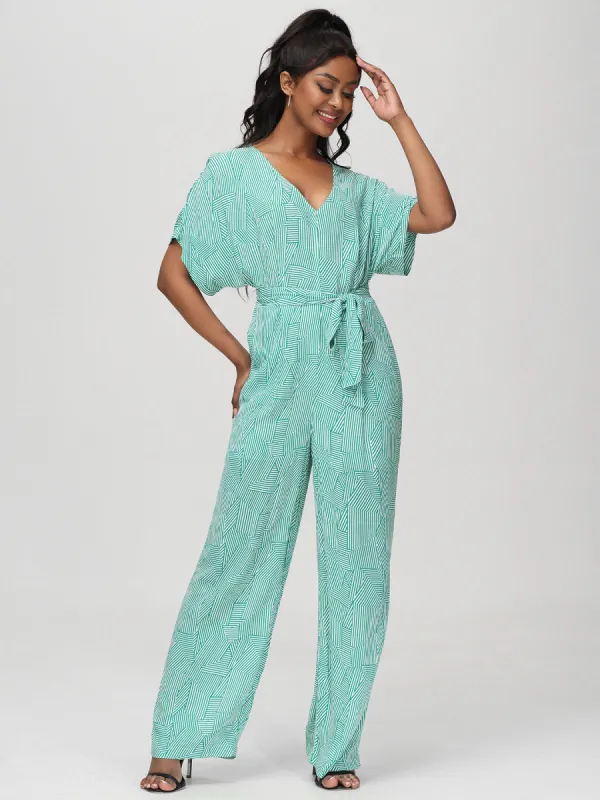 Stripe Geometric Print Jumpsuit sold by Daily Thread