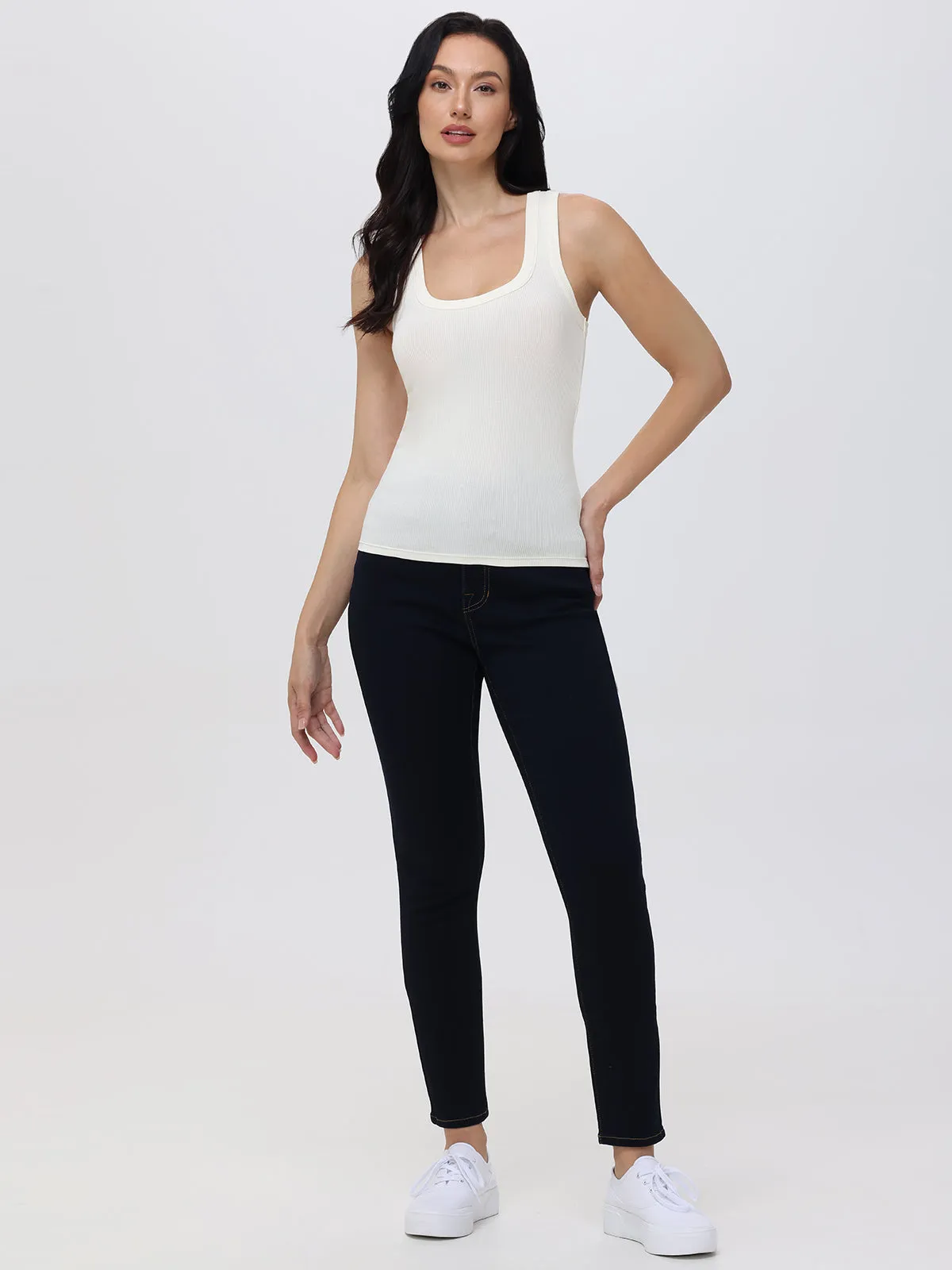 Petite Skinny High Rise Jean In Dark Wash sold by Daily Thread
