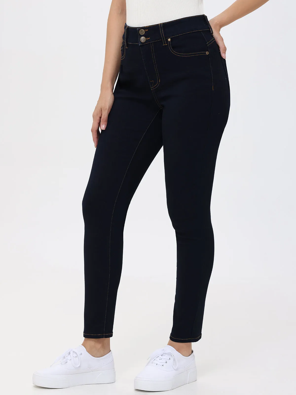 Petite Skinny High Rise Jean In Dark Wash sold by Daily Thread product image thumbnail 3