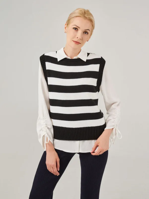 Blocked Stripe Vest sold by Daily Thread