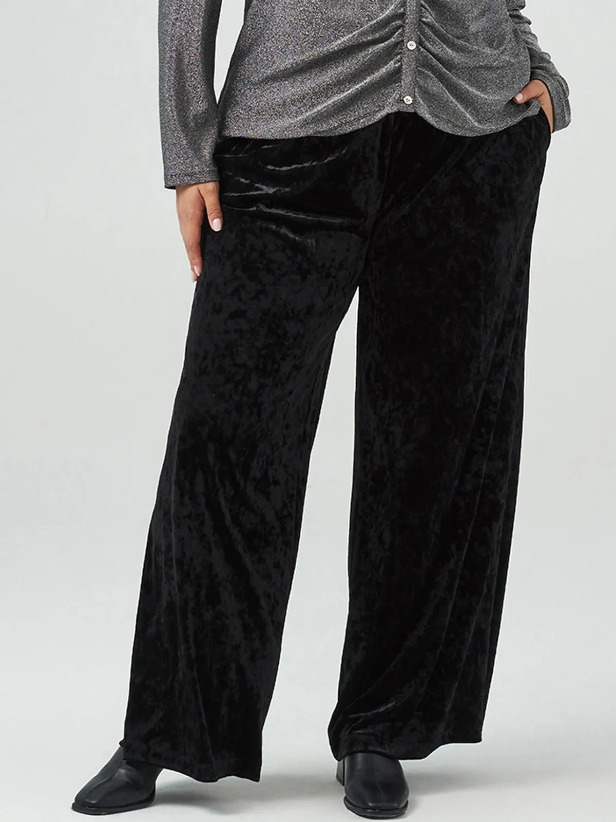 Plus Mid-Rise Relaxed Velvet Pants sold by Daily Thread product image thumbnail 2